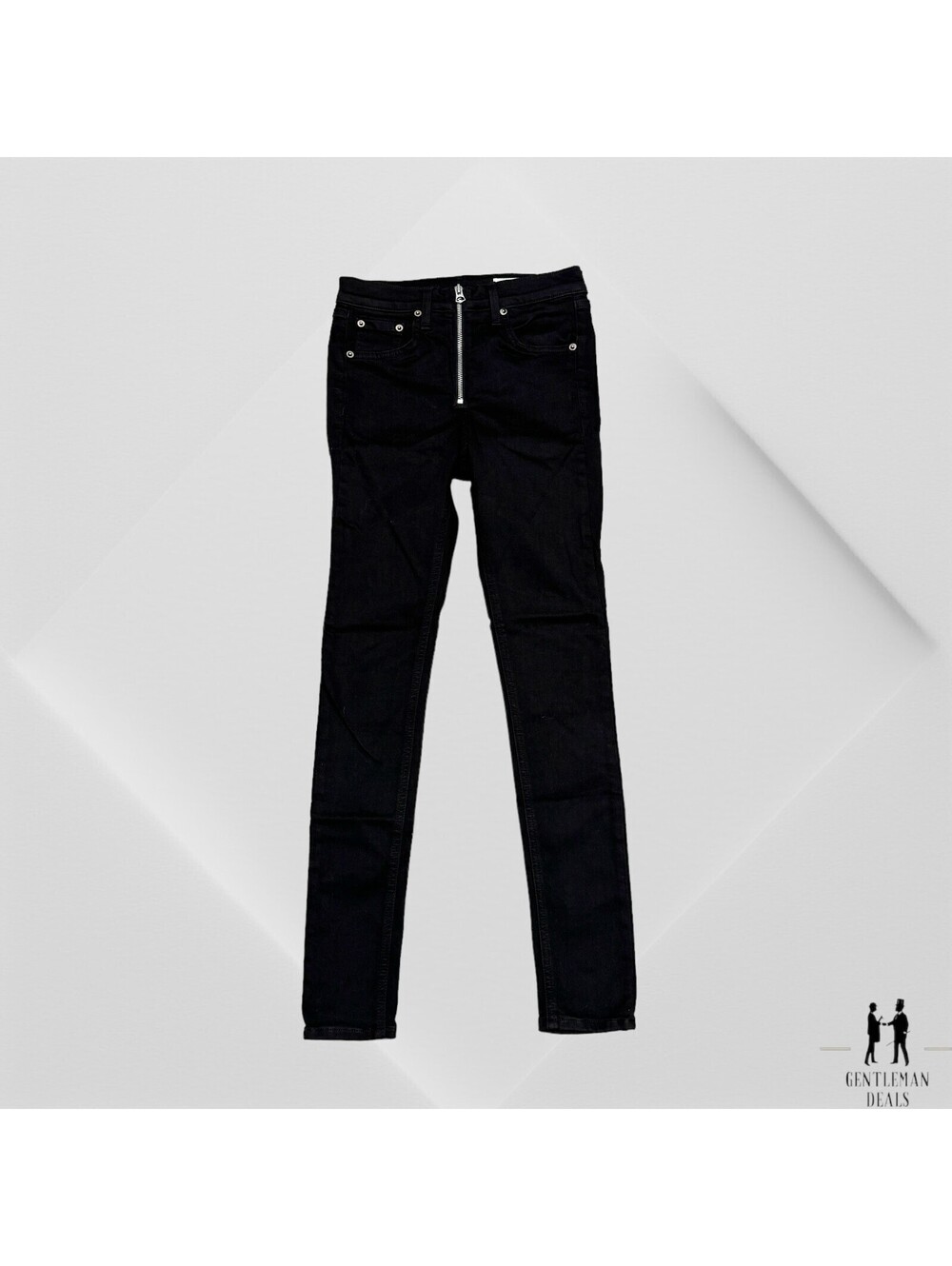 Rag & Bone Womens Jeans Denim Black Zipper Accent Modal Cotton 25x27 (TAG26)